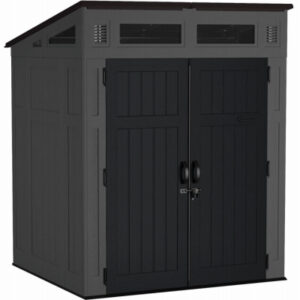 Modernist Resin Storage Shed, Peppercorn & Black, 6 x 5 Ft.