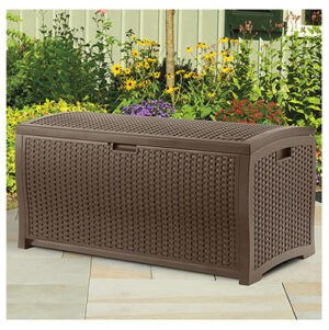 Deck Storage Box, Java Wicker-Look Resin, 46 x 21.6 x 22.5 In., 73 Gals.