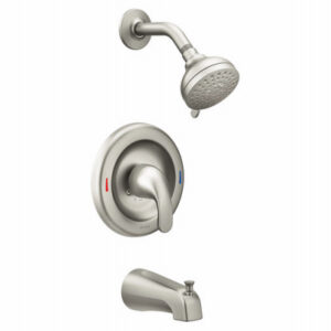 Adler Posi-Temp Single Handle Tub / Shower Faucet + Spray Head, Spot-Resistant Brushed Nickel