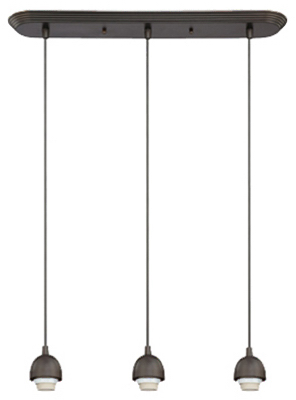 3-Light Mini Pendant Light, Adjustable, Bronze