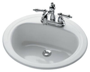 Azalea Porcelain-On-Steel Lavatory Sink, White, 20 x 17 In. Oval