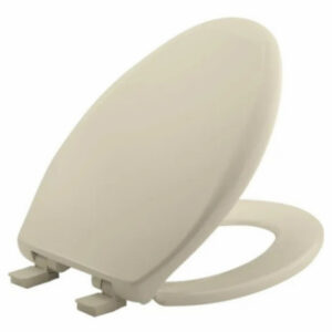 Affinity Elongated Plastic Toilet Seat, Soft Close, Never Loosens, Bone