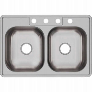 Dayton Stainless Steel Double Kitchen Sink, 33 x 22 x 6-1/16 In.