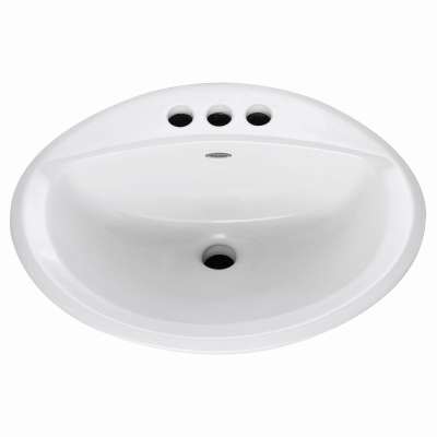 Aqualyn Drop In Lavatory Sink, White Oval, 20 x 17 In.