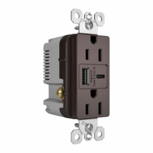 A/C & Ultra-Fast USB Outlet, 15A Tamper-Resistant, Dark Bronze